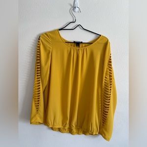 💛 AGB Yellow Long Sleeve Blouse w/ Cutout Detailing, size S 💛